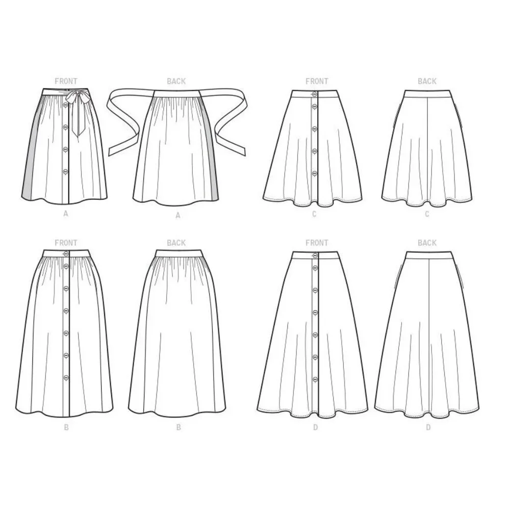 McCalls Sewing Pattern M7981 Unlined Skirts Misses Size‎ XS-M